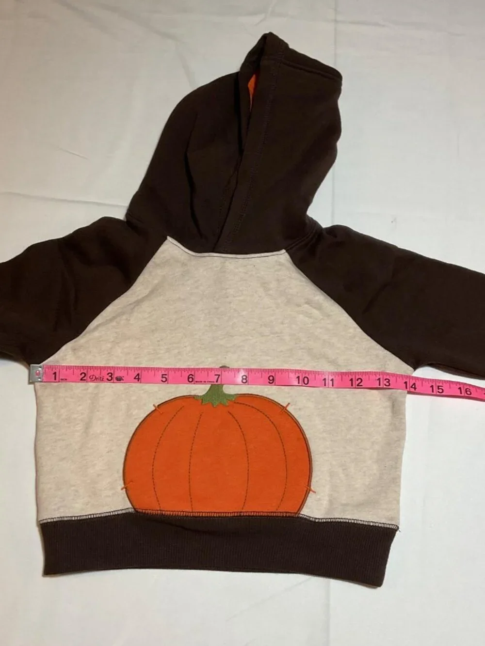 Gymboree Boys 18-24 months Pumpkin Appliqué Brown Ivory Fleece Hoodie NWT Fall